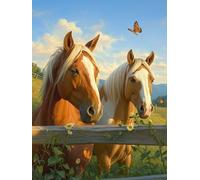 Peinture par Numéros Kit Adultes, Chevaux papillons Pinceaux et Pigment Peintures Acryliques pour, Design Décoratif Pour la Maison par et Cadeaux, Sans Cadre 70x90cm D5SS-499