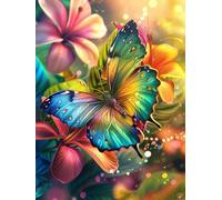 Peinture par Numéros Kit Adultes, Fleurs papillons Pinceaux et Pigment Peintures Acryliques pour, Design Décoratif Pour la Maison par et Cadeaux, Sans Cadre 30x40cm D5SS-521