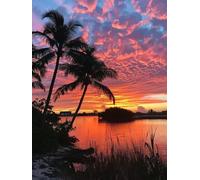 Peinture par Numéros Kit Adultes, L 'île Xia Hai soir Pinceaux et Pigment Peintures Acryliques pour, Design Décoratif Pour la Maison par et Cadeaux, Sans Cadre 30x40cm D5SS-763