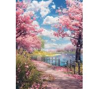 Peinture par Numéros Kit Adultes, Le pont peachtree Pinceaux et Pigment Peintures Acryliques pour, Design Décoratif Pour la Maison par et Cadeaux, Sans Cadre 50x70cm D5SS-752