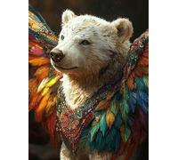 Peinture par Numéros Kit Adultes, Ours diamant Pinceaux et Pigment Peintures Acryliques pour Enfants et Débutants, Design Décoratif Pour la Maison par et Cadeaux Maison, Sans Cadre 70x90cm D5SS-899