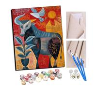 Peinture par numéros Kits Art pour adultes avec pinceaux et acrylique Pigment Diy Peinture numérique pour adultes sur toile Débutant- Vache silencieuse et colombe de la paix 16 * 20 pouces Avec cadre
