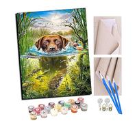 Peinture par numéros Kits Art pour adultes avec pinceaux et acrylique Pigment Diy Peinture numérique pour adultes sur toile Débutant- Labrador Retriever, chien de compagnie, rizière 16 * 20 pouces