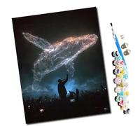 Peinture par numéros Kits Art pour adultes Nuit du chant des baleines au clair de lune avec pinceaux et acrylique Pigment Diy numérique pour adultes sur toile Débutant- 16 * 20 pouces sans Cadre