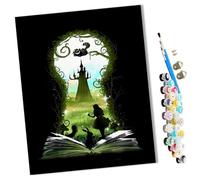 Peinture par numéros Kits Art pour adultes Porte du pays des merveilles des contes de fées avec pinceaux et acrylique Pigment Diy numérique pour adultes sur toile Débutant- 16 * 20 pouces sans Cadre