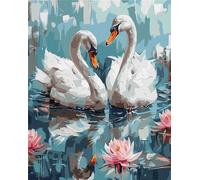 Peinture par numéros - Les cygnes amoureux 40x50cm