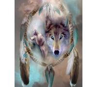 Peinture par numéros Loup - attrape-rêves M99932