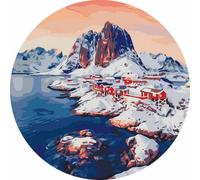 Peinture par numéros ovale Aurore sur les îles Lofoten