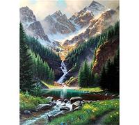 Peinture par numéros,Paysage adulte sur la montagne et l'eau,Hjjdiyes,Kit de peinture par numéros avec toile infroissable, pinceaux et peinture acrylique,Peint à la main à l'huile,Cadeau 40x50 cm