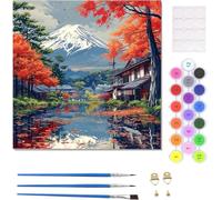Peinture par Numéros Paysage d'automne Adulte, Peinture Numero Enfant, avec Pinceaux et Acryliques Bricolage Peintures Kits, Activité Manuelle Kit de Loisir Créatif Numéro d'Art Complet 30x30cm U-7814