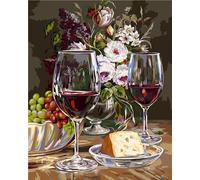 Peinture par Numéros pour Adulte,40x50cm Acryliques Peinture par Numéros - Fleurs de vin rouge Motif - Enfants Débutants DIY Kits de Peinture l'huile sur Toile pour Maison murale Décor, sans Cadre