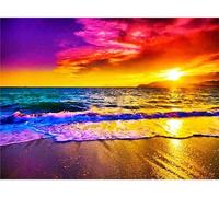 Peinture par Numéros pour Adulte,60x75 cm Mer colorée au coucher du soleil Peinture Numero,DIY Kit de Peinture à l'huile sur Toile,avec Pinceaux et Acryliques Peintures Art Mur de Maison(sans Cadre)