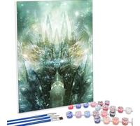 Peinture par Numéros pour Adulte, Abstrait Architecture Peinture par Numero Débutants, Numéro d'art avec Pinceaux, Loisirs Créatifs Adultes Activité Manuelle, Décor de Maison 40x50 cm PjY1137 7-9