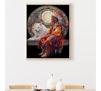 Peinture par Numéros pour Adulte, Animal Indien Peinture par Numero Débutants, Numéro d'art avec Pinceaux, Loisirs Créatifs Adultes Activité Manuelle, Décor de Maison 100 x 135 cm PjY3307 7-O