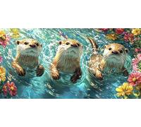 Peinture par Numéros pour Adulte, Animaux loutre de mer Peinture par Numero Débutants, avec Pinceaux, Loisirs Créatifs Adultes Activité Manuelle, Décor de Maison 90x180cm (sans cadre) a-123