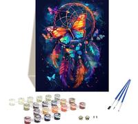 Peinture par Numéros pour Adulte Attrape-rêves, Peinture Numero Enfant DIY Peinture pour Adultes Enfants débutants Facile sur Toile (50 * 65cm) avec peintures et pinceaux, Papillon (sans Cadre) 9-5