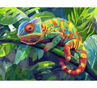 Peinture par Numéros pour Adulte caméléon, Peinture Numero animal DIY Activité Manuelle, Peindre par Nombre Kits avec Pinceaux et Acryliques Bricolage Peintures Kits la décoration de la Maison 20x30cm