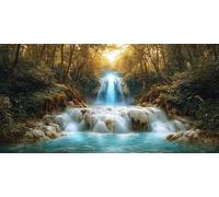 Peinture par Numéros pour Adulte, Cascade des bois Peinture par Numero Débutants, Numéro d'art avec Pinceaux, Loisirs Créatifs Adultes Activité Manuelle, Décor de Maison 60x120cm (sans cadre) a-775