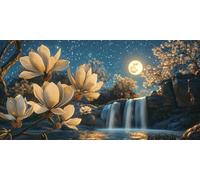 Peinture par Numéros pour Adulte, Cascade d'orchidées jade Peinture par Numero Débutants, avec Pinceaux, Loisirs Créatifs Adultes Activité Manuelle, Décor de Maison 40x80cm (sans cadre) a-675