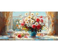 Peinture par Numéros pour Adulte Chrysanthème DIY Peinture Numero d'art Acrylique Adulte Débutants 50x100cm Vase À Fleurs Numéro d'Art Kit Peinture par Décoration Cadeaux Femme (sans Cadre) J0L-906