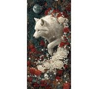 Peinture par Numéros pour Adulte, DIY Grand Peinture Acrylique pour Adultes 50x100cm, Débutants Toile Activité Manuelle Loisirs Créatifs Avec Peintures, Lune Copie Du Loup (Sans Cadre) J0L-1359