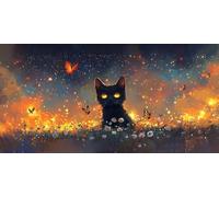 Peinture par Numéros pour Adulte, DIY Grand Peinture Acrylique pour Adultes 60x120cm, Débutants Activité Manuelle Loisirs Créatifs Avec Peintures Decor, Chat Noir Chrysanthème (Sans Cadre) J0L-1015