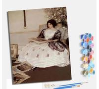 Peinture par Numéros pour Adulte DIY Peinture Acrylique pour Adultes débutants Facile sur Toile 40×50 cm avec peintures et pinceaux Avec cadreFemme en blanc assise sur une chaise en train de lire