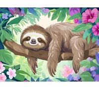 Peinture par Numéros pour Adulte, DIY Peinture Acrylique pour Adultes Enfants débutants Facile sur Toile 40x50cmavec peintures et pinceaux - Décoration d'intérieur, Le paresseux (sans Cadre) K-798