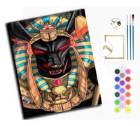 Peinture Par Numéros Pour Adulte,DIY Peinture Acrylique pour Débutants Facile Sur Toile,40×50 cm,avec Peintures et Pinceaux,Dieu égyptien Anubis Wadjet,avec cadre
