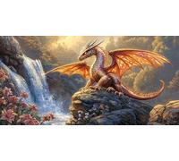 Peinture par Numéros pour Adulte, Dragon cascade Peinture par Numero Débutants, Numéro d'art avec Pinceaux, Loisirs Créatifs Adultes Activité Manuelle, Décor de Maison 80x160cm (sans cadre) a-674