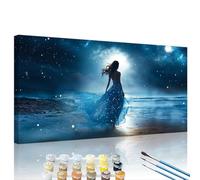 Peinture par Numéros pour Adulte Femme DIY Peinture Numero Adulte Débutants 90x180cm Plage Paint by Number Art Pigmentée Kit par Décoration Créatif Murale et Cadeaux Pour La Maison, Avec Cadre XY#134