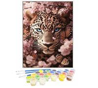 Peinture par NuméRos pour Adulte Fleur, Kits De Peinture au NuméRo LéOpard, DIY Enfants DéButants Facile Sur Toile ActivitéS Manuelles, Convient DéCoration Murale De La Maison, Sans Cadre 20x30cm S2-F