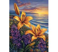 Peinture par Numéros pour Adulte, Fleurs Du Soleil Couchant, DIY Peintures Acrylique Débutants, avec Acrylique Pigment et Pinceaux, Loisirs Créatifs Enfant, Sans Cadre 100x130cm WM4L-389