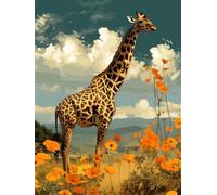 Peinture par Numéros pour Adulte, girafe animal Peinture par Numero pour Adulte DIY Paint by Numbers Loisirs Créatifs Adultes Peinture Numero Comprend Pinceaux et Peintures-sans Cadre 45x60cm G4-289