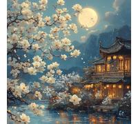 Peinture par Numéros pour Adulte, Kits de Peinture au Numéro avec Acrylique et Pinceaux Pour Adultes Débutants, DIY Creatif Paint by Numbers Décoration, Architecture Ancienne Fleur, 100x100cm WJY5-343