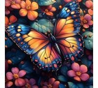 Peinture par Numéros pour Adulte, Kits de Peinture au Numéro avec Acrylique et Pinceaux Pour Adultes Débutants, DIY Creatif Toile Paint by Numbers Décoration, Fleurs ColoréEs Papillons, 60x60cm WJY571