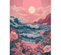 Peinture par Numéros pour Adulte, Kits de Peinture au Numéro avec Débutants Acrylique Pigmentée, DIY Flower Vagues Creatif Toile Paint by Numbers Kits, Décoration de Maison 20x30cm (Sans Cadre) E-301