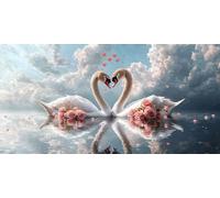 Peinture par Numéros pour Adulte, La rose des cygnes Peinture par Numero Débutants, Numéro d'art avec Pinceaux, Loisirs Créatifs Adultes Activité Manuelle, Décor de Maison 40x80cm (sans cadre) a-795