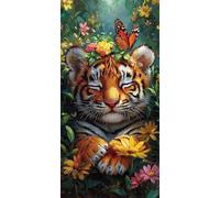 Peinture par Numéros pour Adulte Le Tigre DIY Peinture Numero d'art Acrylique Adulte Débutants 60x120cm Papillon Numéro d'Art Kit Peinture par Décoration Cadeaux Femme Maison (sans Cadre) J0L-1340