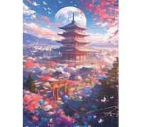 Peinture par Numéros pour Adulte Lune - 80x110 cm Kits de Peinture au Numéro avec Acrylique, DIY Architecture Kit Creatif Adulte Débutants, Décoration de Maison Cadeaux (Sans Cadre) Y-S906