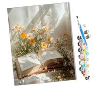 Peinture par Numéros pour Adulte Notes de langage des fleurs sous le soleil DIY Peinture Acrylique pour Adultes Enfants débutants Facile sur Toile 40×50 cm avec peintures et pinceaux-sans Cadre
