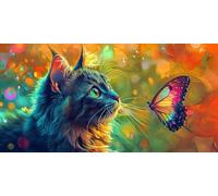 Peinture par Numéros pour Adulte Papillon DIY Peinture Numero d'art Acrylique Adulte Débutants 60x120cm Chat Numéro d'Art Kit Peinture par Décoration Cadeaux Femme Pour La Maison (sans Cadre) J0L-664