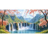 Peinture par Numéros pour Adulte, Paysage de cascade Peinture par Numero Débutants, Numéro d'art avec Pinceaux, Loisirs Créatifs Adultes Activité Manuelle, Décor de Maison 90x180cm (sans cadre) a-670