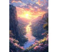 Peinture par Numéros pour Adulte, Paysage Du Soleil Couchant, DIY Peintures Acrylique Débutants, avec Acrylique Pigment et Pinceaux, Loisirs Créatifs Enfant, Sans Cadre 60x80cm WM4L-381