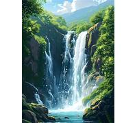 Peinture par Numéros pour Adulte, Peinture Numero Enfant ou Débutant Sactivité Manuelle, Cascade de forêt Peinture par Numéro avec Peintures et Pinceaux Kits, Décoration Intérieure 45x60cm s-4777