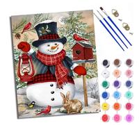 Peinture par Numéros pour AdulteAccompagné d'un bonhomme de neige coiffé d'un chapeau DIY Peinture Acrylique pour Adultes Débutants Kit de à l'huile sur Toile pour Décoration Murale Maison 40x50cm