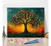 Peinture par numéros pour adultes - Arbre à fleurs puissant - Symbole de force de vie - Kit de qualité supérieure - Toile acrylique - Thérapie créative - Résilience - Entraînement - Art de la