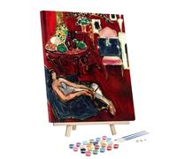 Peinture par numéros pour adultes, carnet de croquis bleu par Henri Émile Benoît Matisse avec cadre et chevalet peinture par numéros pour adultes débutants, peinture par numéros