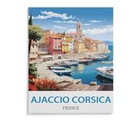 Peinture Par Numéros Pour Adultes Débutants,Ajaccio Affiche de voyage vintage Corse France,Kits De Peinture À L'Huile Numérique Bricolage Sur Toile Avec Pinceaux Et Pigments Acryliques（40x50cm）-A8