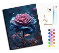 Peinture par numéros pour Adultes débutants,kit de Peinture à l'huile sur Toile par numéro avec Peinture Acrylique pigmentée,40x50 cm,Rose Galaxie de Minuit,avec cadre